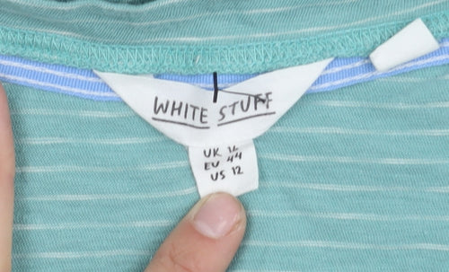 White Stuff Women's Green Striped T-Shirt Size 14