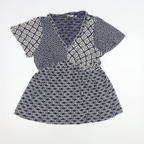 Fat Face Women's Blue Geometric Tunic Blouse Size 12