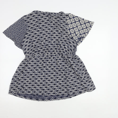 Fat Face Women's Blue Geometric Tunic Blouse Size 12