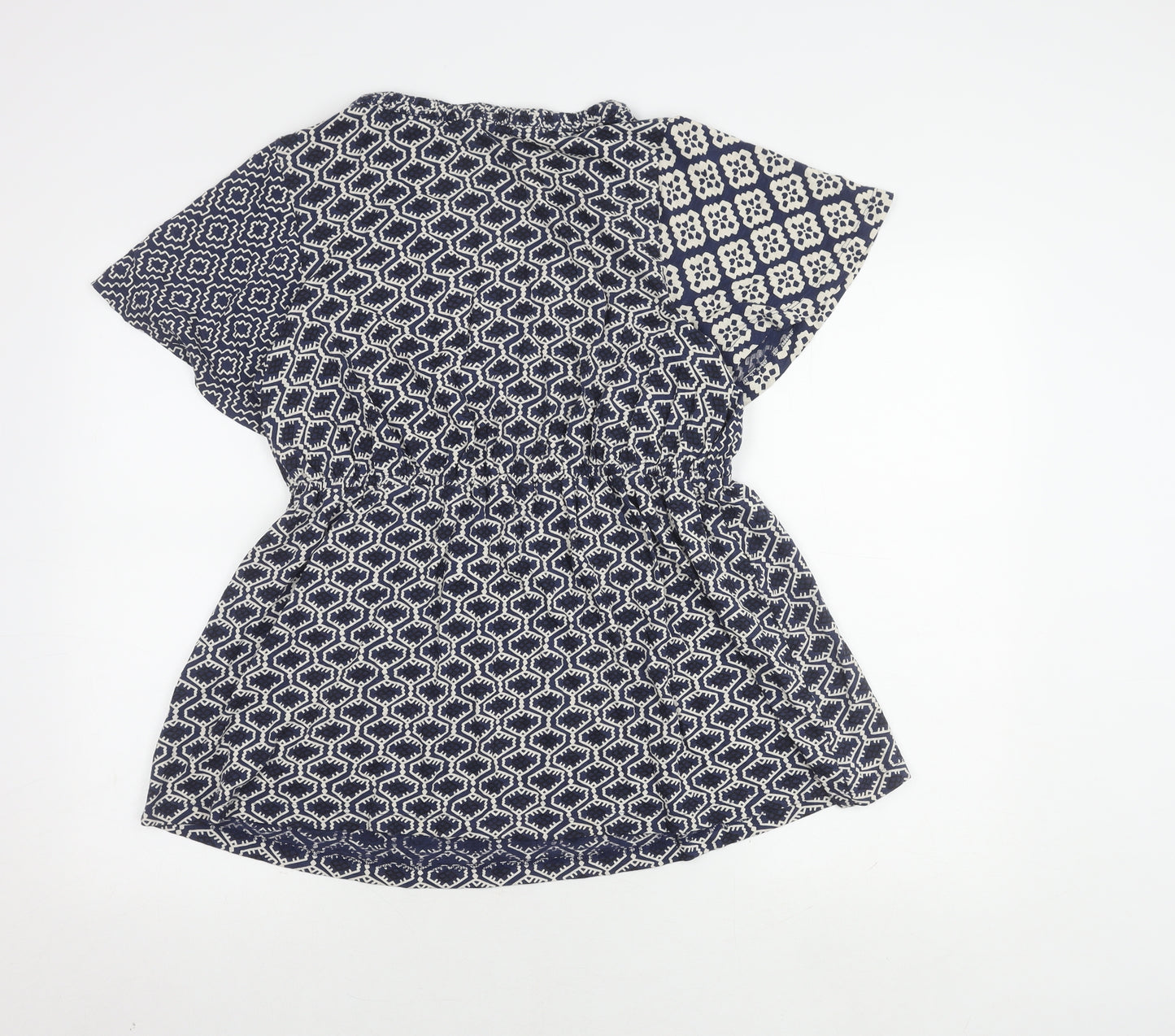 Fat Face Women's Blue Geometric Tunic Blouse Size 12
