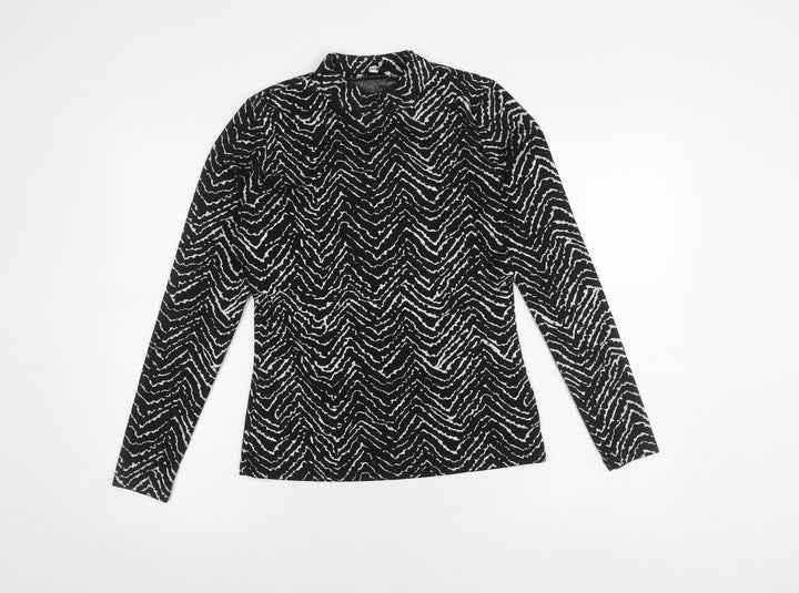 Warehouse Women’s Black Animal Print Long Sleeve Top