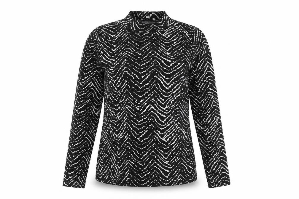 Front view of Warehouse Women’s Black Animal Print Long Sleeve Top