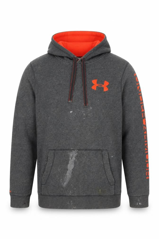 Front view of Under Armour Men's Grey Pullover Hoodie M