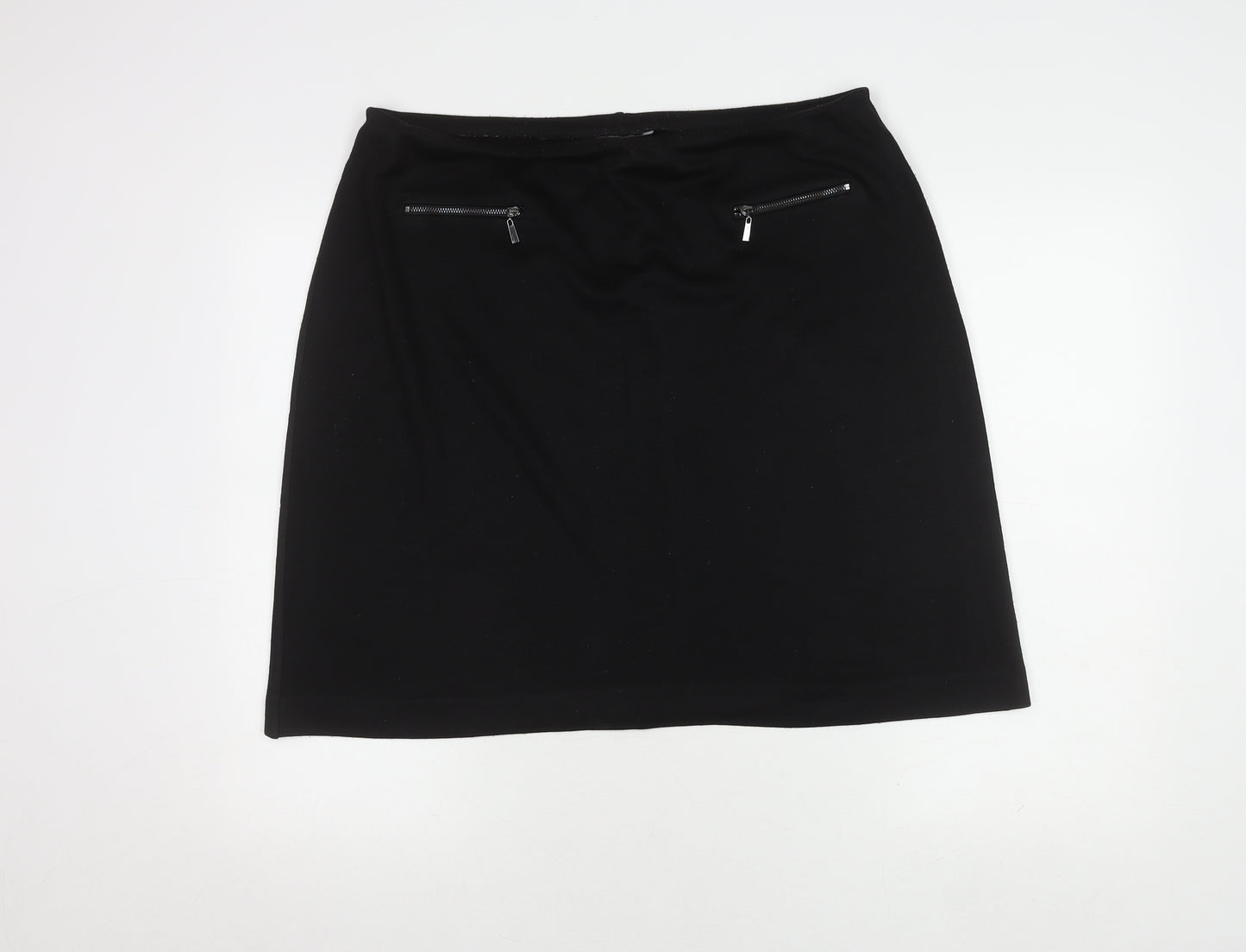 Roman Women's Black Pencil Skirt Size 18 with Zip Accents