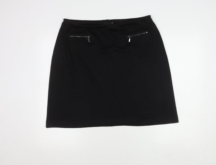 Roman Women's Black Pencil Skirt Size 18 with Zip Accents