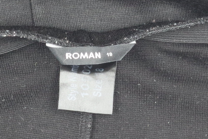 Roman Women's Black Pencil Skirt Size 18 with Zip Accents