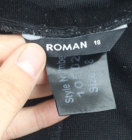 Roman Women's Black Pencil Skirt Size 18 with Zip Accents