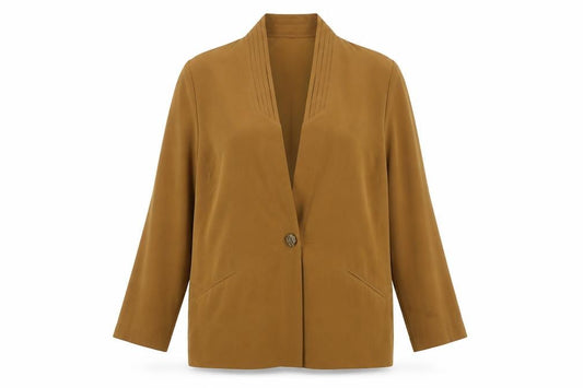 Front view of Jacques Vert Women's Brown Polyester Blazer, size 14