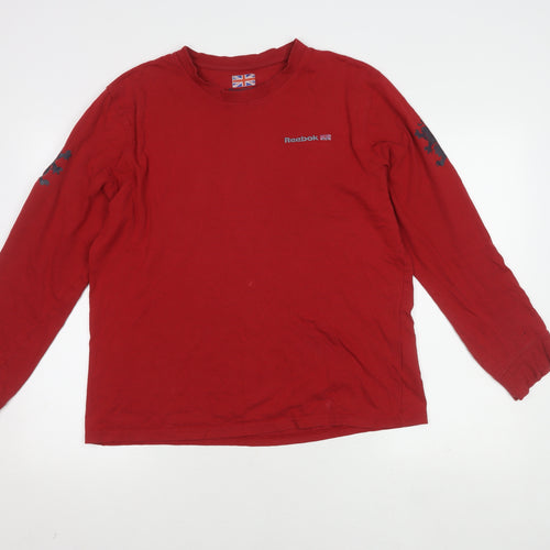 Reebok Men's Red Long Sleeve T-Shirt, Size L
