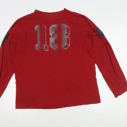 Reebok Men's Red Long Sleeve T-Shirt, Size L