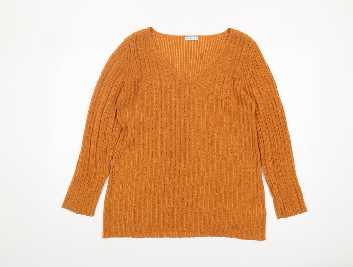 Planet Women's Orange Pullover Jumper M Casual