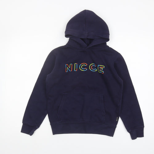 NICCE Boys Blue Pullover Hoodie, Size 9-10, Logo Accent