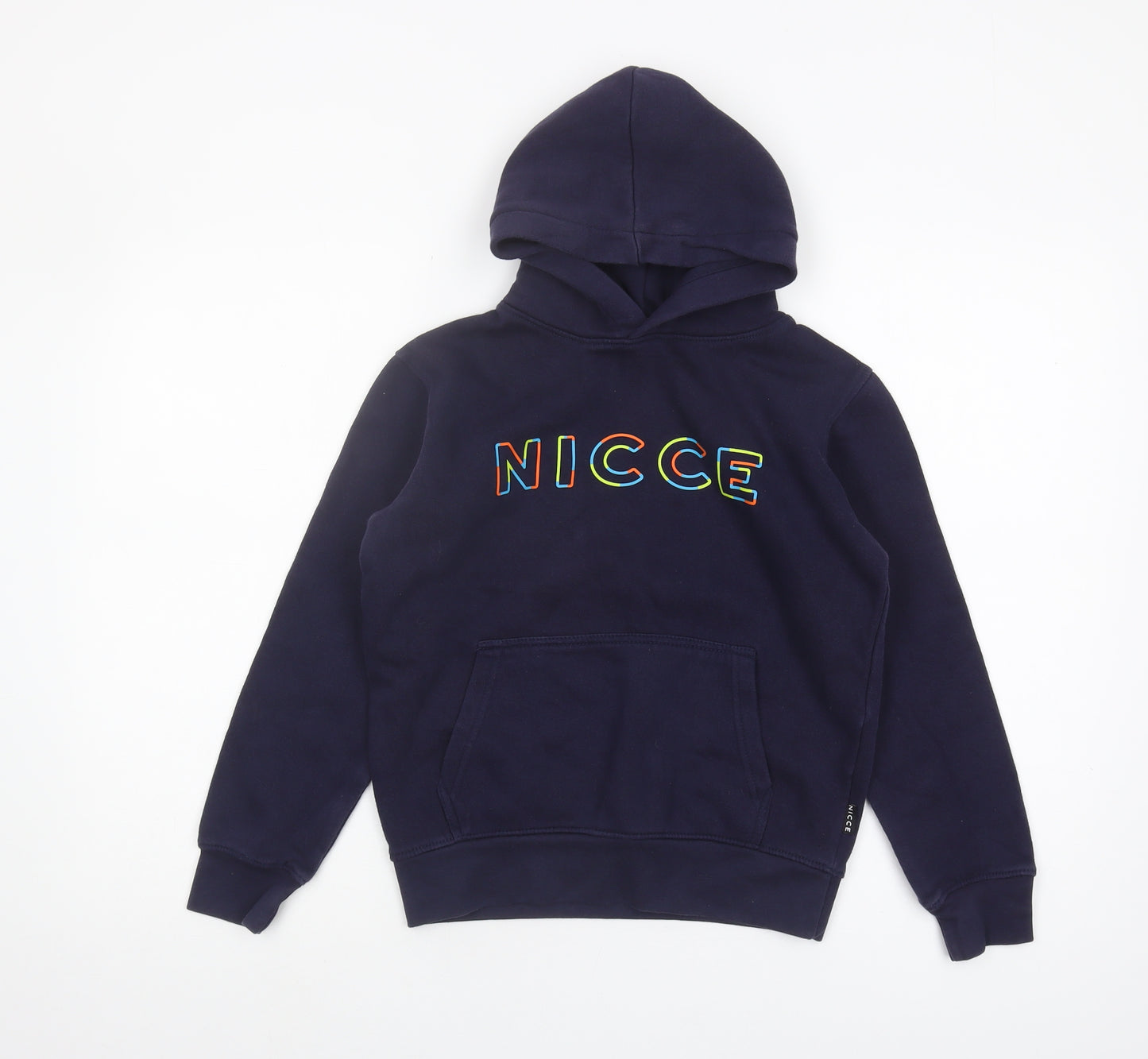 NICCE Boys Blue Pullover Hoodie, Size 9-10, Logo Accent