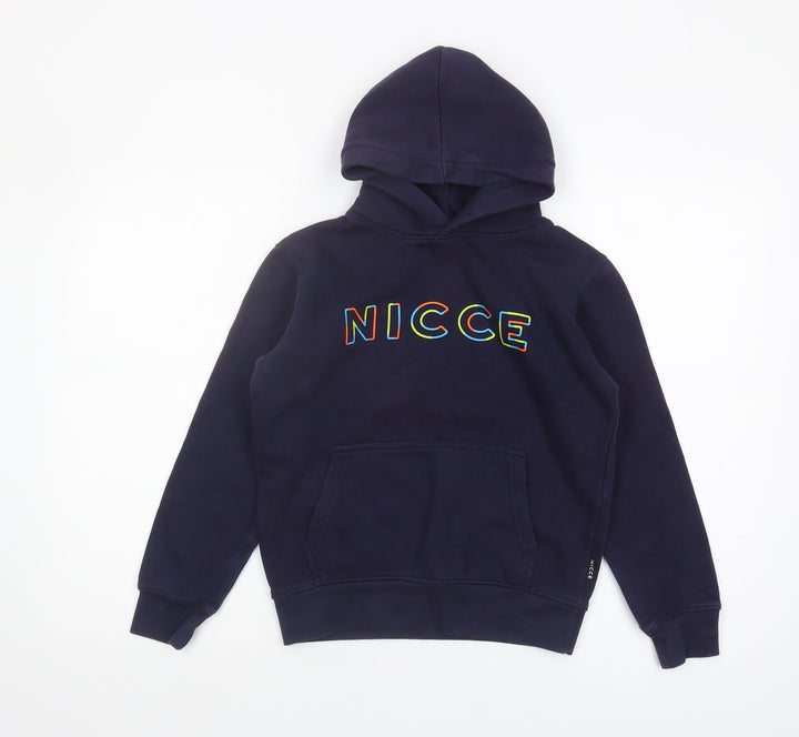 NICCE Boys Blue Pullover Hoodie, Size 9-10, Logo Accent