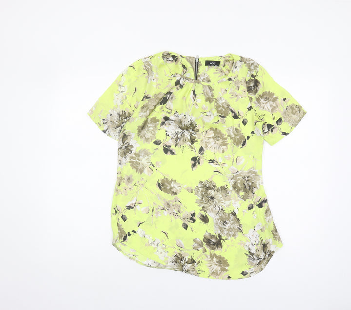 Wallis Women's Green Floral Blouse Size 8