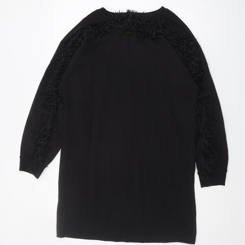 Oliver Bonas Black Feather Accented Dress Size 12