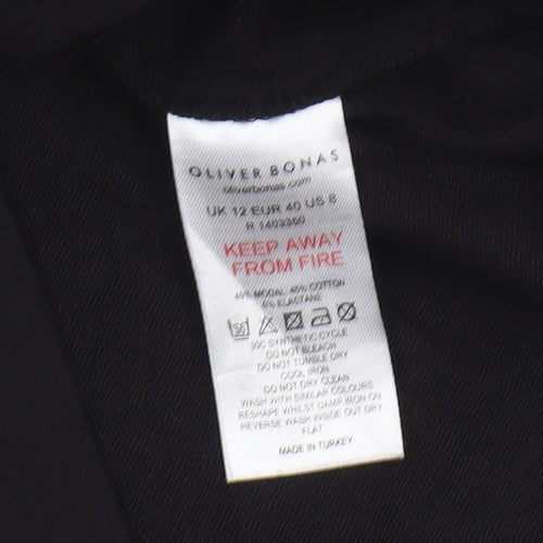 Oliver Bonas Black Feather Accented Dress Size 12