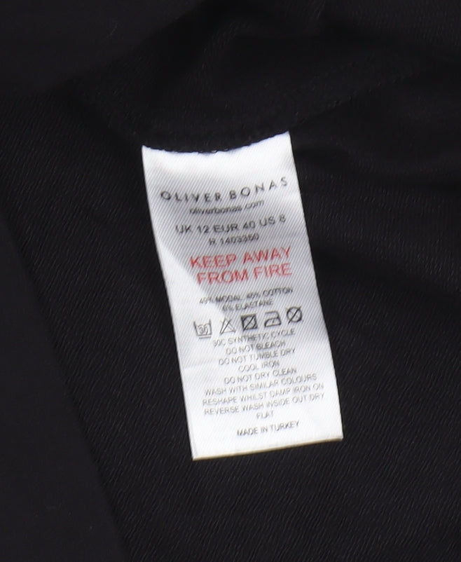 Oliver Bonas Black Feather Accented Dress Size 12