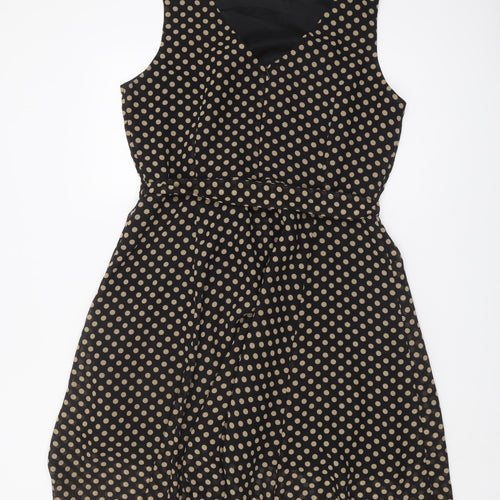 Wallis Women's Black Polka Dot Knee Length A-Line Dress