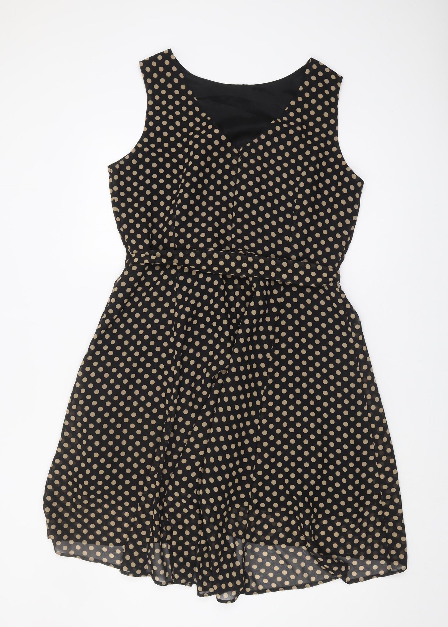 Wallis Women's Black Polka Dot Knee Length A-Line Dress