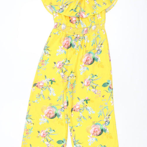 Lipsy London Girls Yellow Floral Jumpsuit, Size 9 Years