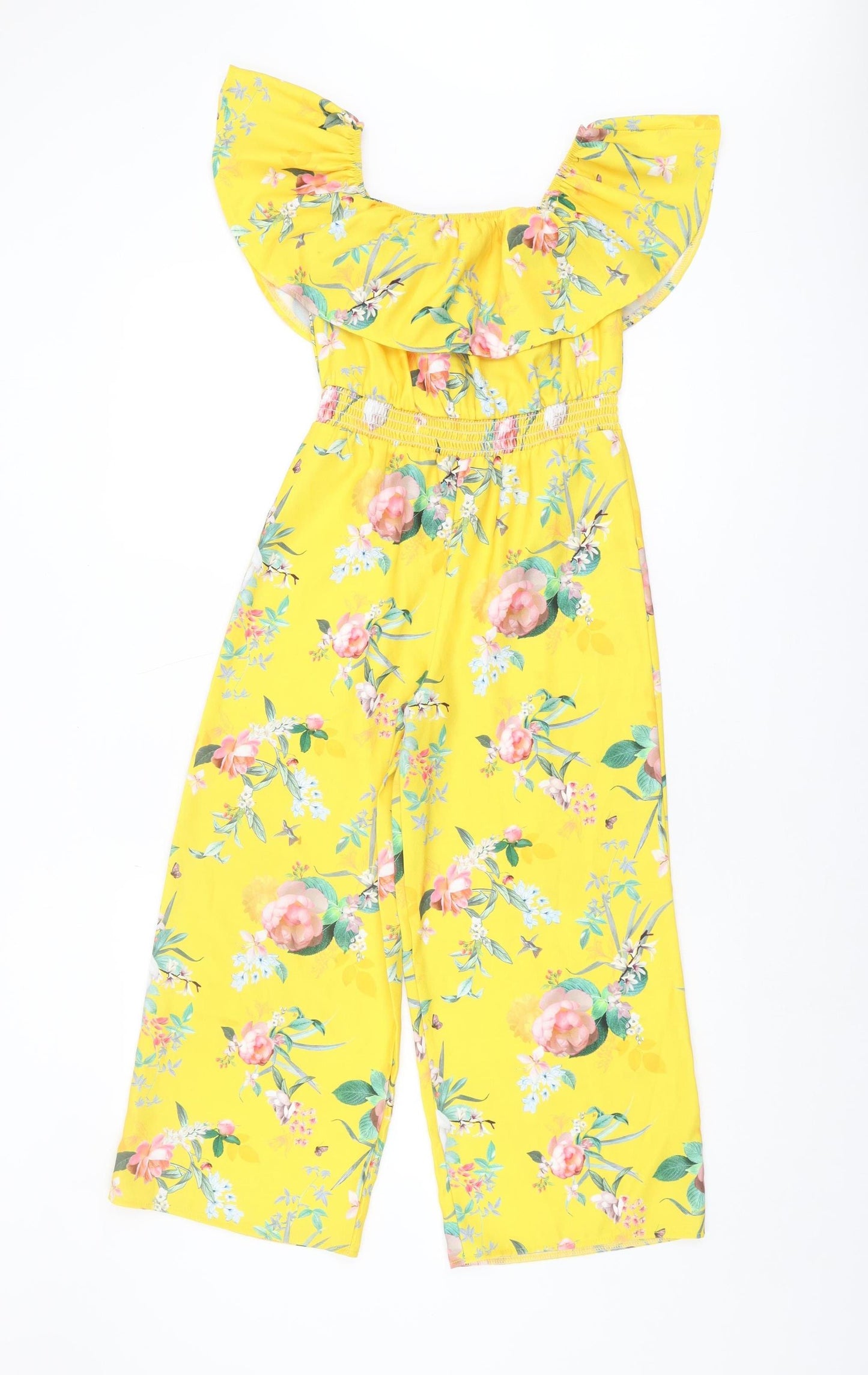 Lipsy London Girls Yellow Floral Jumpsuit, Size 9 Years