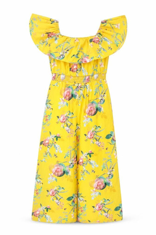 Lipsy London Girls Yellow Floral Jumpsuit, Size 9 Years