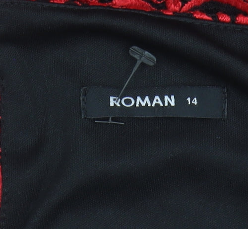 Roman Women's Red Sleeveless Dress in Size 14