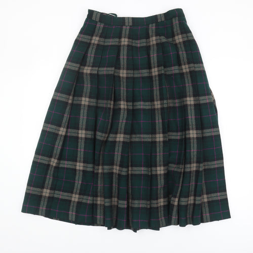 Jaeger Women's Multicoloured Plaid Pleated Midi Skirt, Size 14