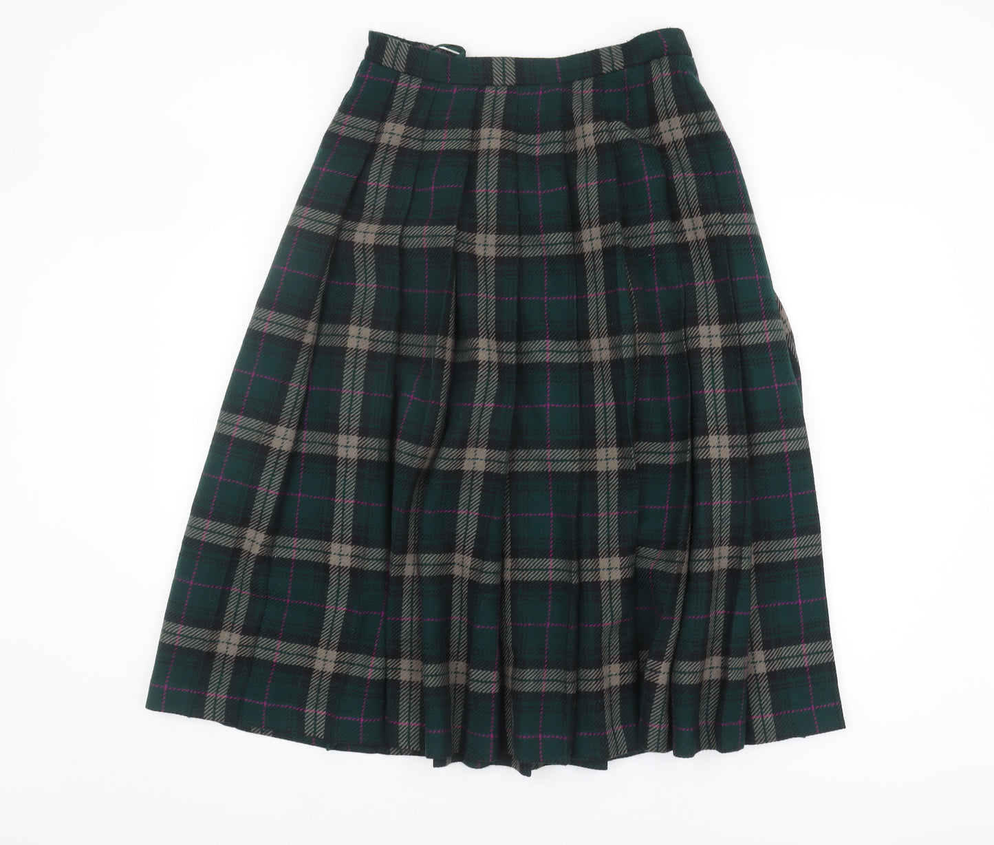 Jaeger Women's Multicoloured Plaid Pleated Midi Skirt, Size 14