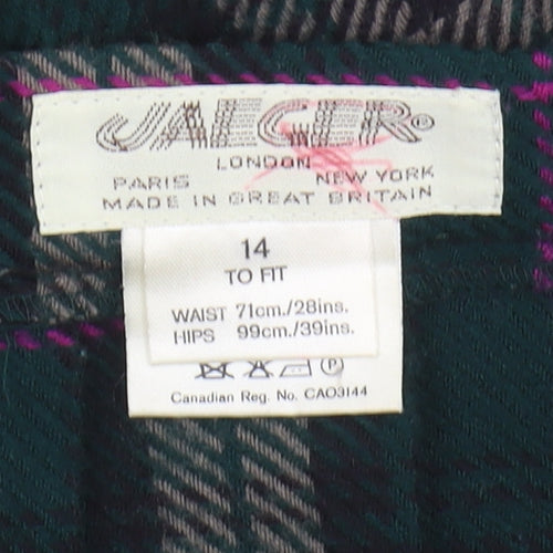 Jaeger Women's Multicoloured Plaid Pleated Midi Skirt, Size 14