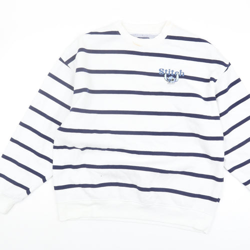 Primark Women's White Striped Disney Sweatshirt S