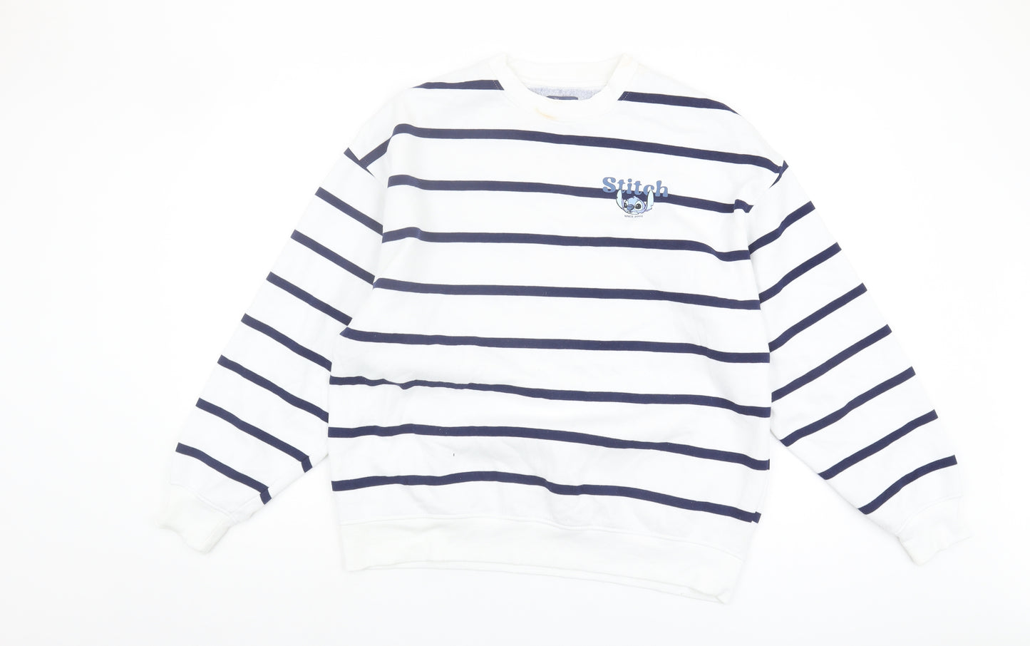 Primark Women's White Striped Disney Sweatshirt S