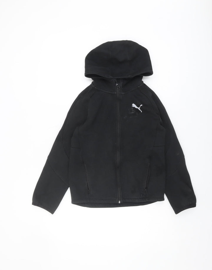 Puma Boys Black Full Zip Hoodie 11-12 Years Hooded Logo