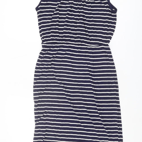 Warehouse Women’s Blue Striped Midi Slip Dress - Size 12