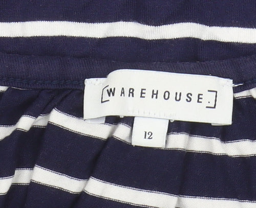 Warehouse Women’s Blue Striped Midi Slip Dress - Size 12