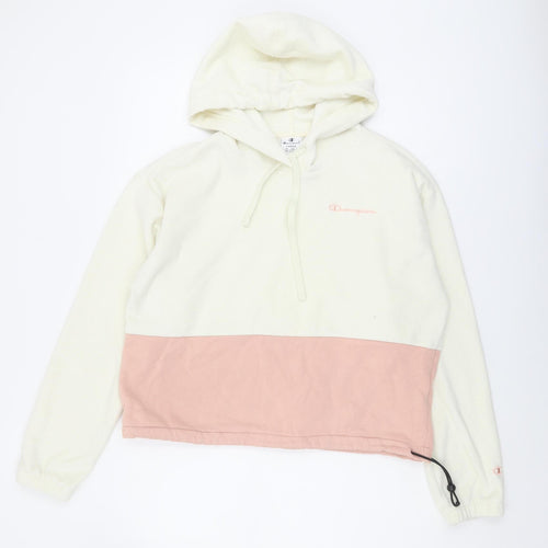 Champion Women's Large Beige Pink Colourblock Hoodie