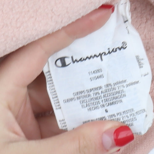 Champion Women's Large Beige Pink Colourblock Hoodie