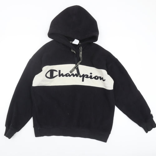 Champion Black Unisex Hoodie S - Logo Sports Fleece Casual