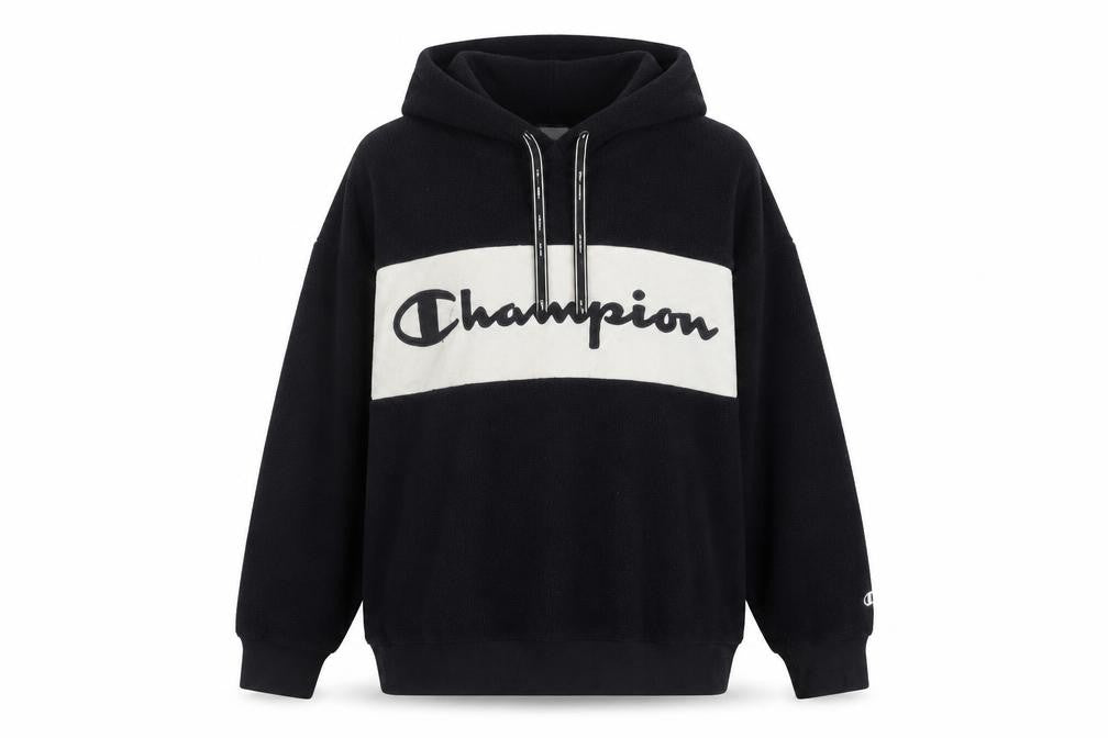 Champion Black Unisex Hoodie S - Logo Sports Fleece Casual