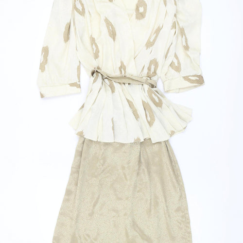 Berkertex Women's Beige V-Neck Wrap Dress Size 10