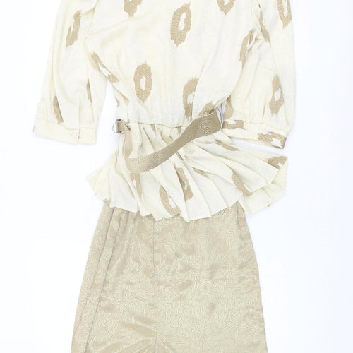 Berkertex Women's Beige V-Neck Wrap Dress Size 10