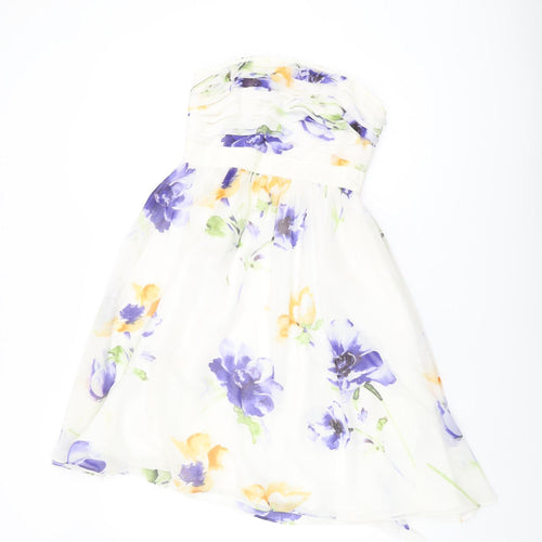 Coast Women's Multicoloured Floral Strapless Dress - Size 6
