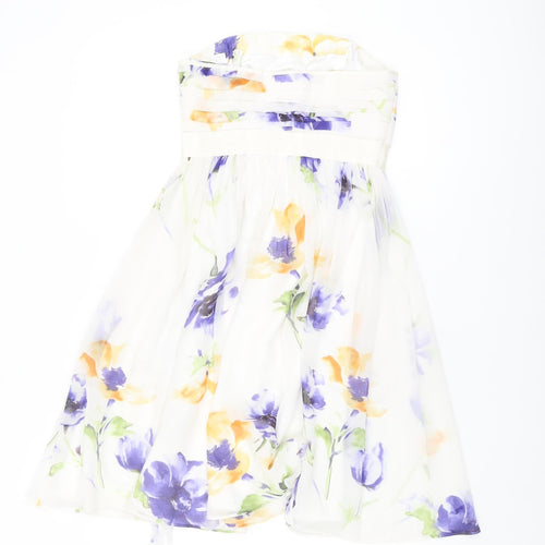 Coast Women's Multicoloured Floral Strapless Dress - Size 6