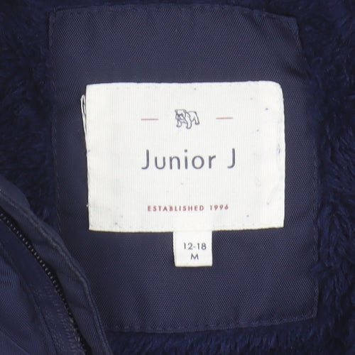 Junior J Unisex Blue Puffer Jacket 12-18M Hooded Winter