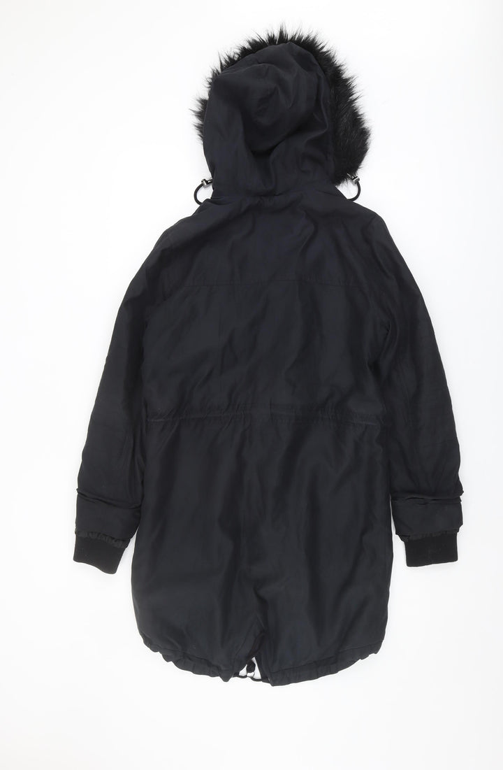 Marks and Spencer Womens Black Parka Jacket UK Size 8