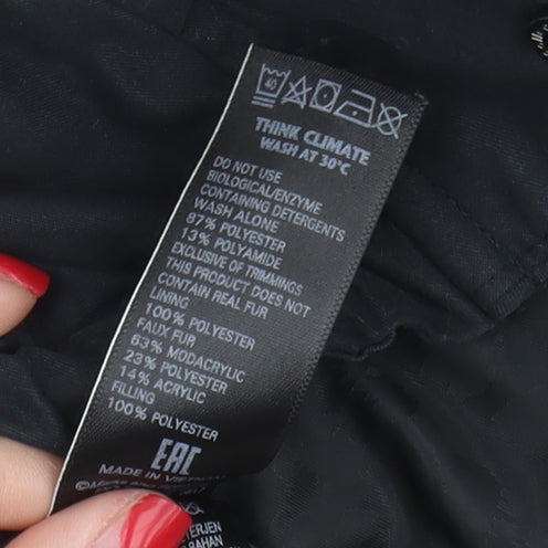 Marks and Spencer Womens Black Parka Jacket UK Size 8
