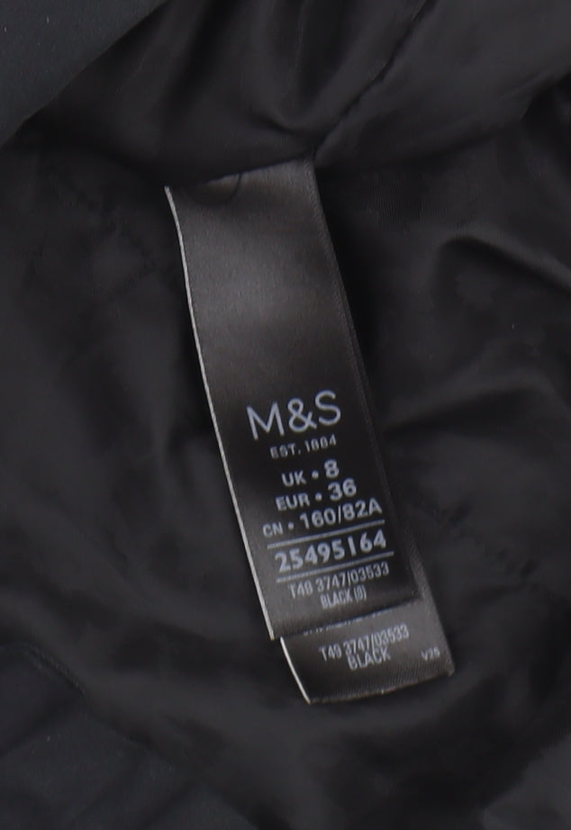 Marks and Spencer Womens Black Parka Jacket UK Size 8