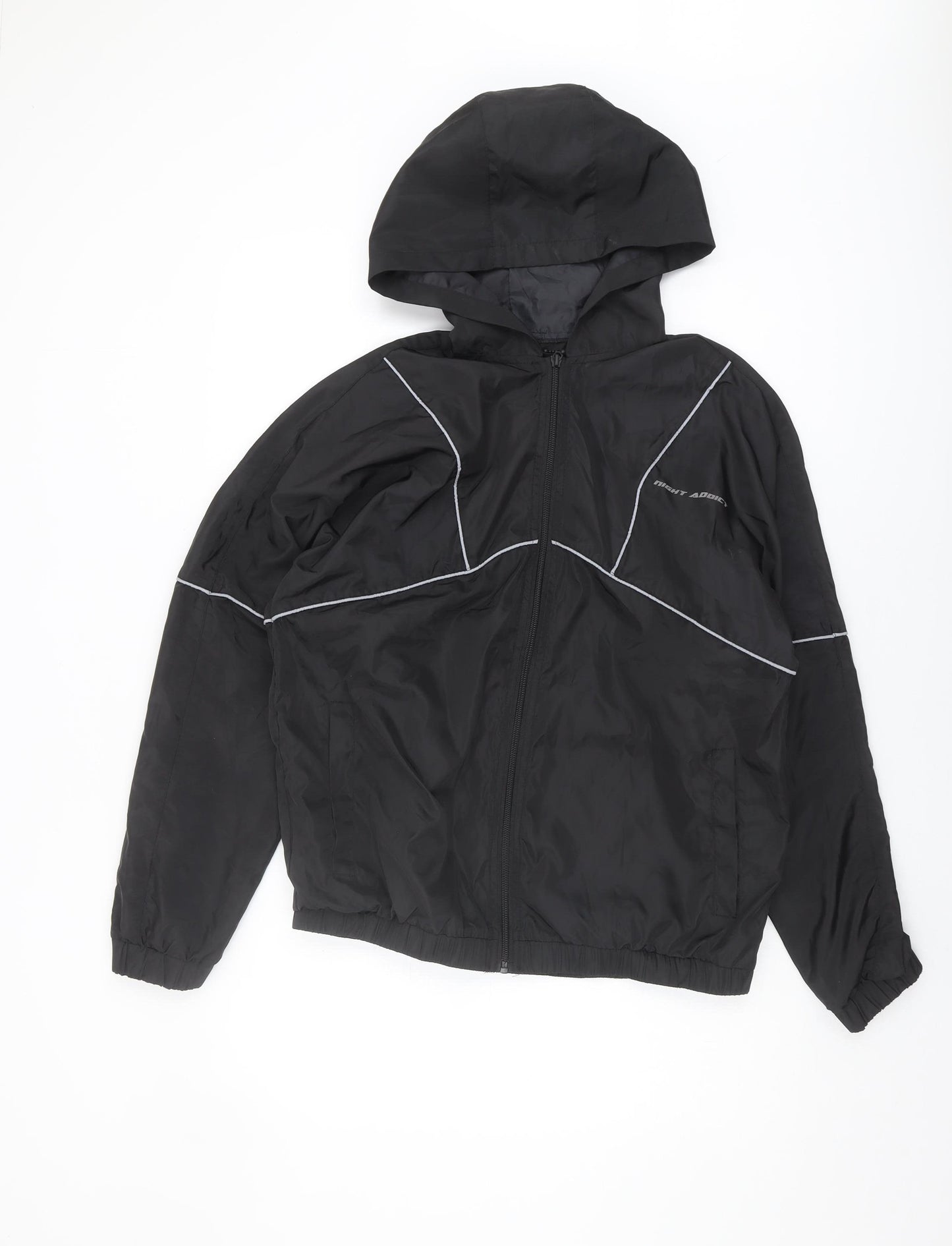 Night Addict Women's Black Hooded Windbreaker Jacket M