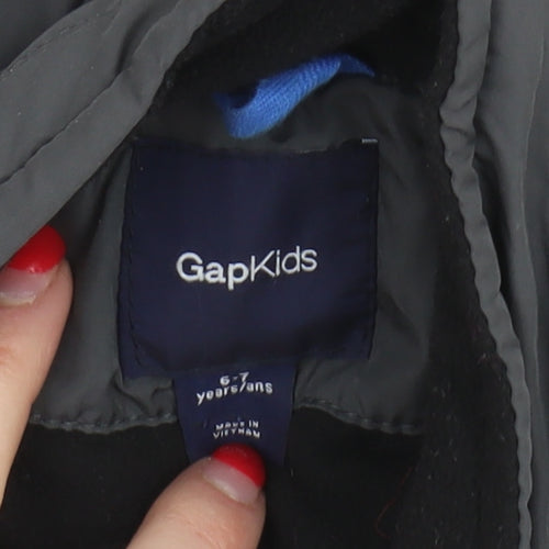 GapKids Boys Grey Quilted Jacket 6-7 Years Hooded